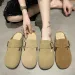 2023 sommer frauen Schuhe Closed Toe Runde Kappe Hausschuhe Kuh Wildleder Leder Clogs Schuhe für Frauen Retro Mode Garten mule Clog_voghion.com