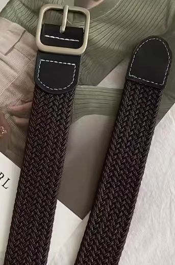 Canvas Belt Woven Elastic Pin Buckle Punch Free Belt Ladies All Match Jeans Student Simple Cloth Belt_voghion.com