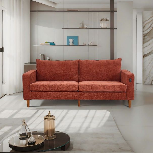 Corduroy, Modern Style Solid Color Sofa (Including USB Interface), Multi-Person Sofa, Suitable For Living Room And Office_voghion.com