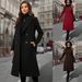 Eleganter, zweireihiger Trenchcoat – Langer Damenmantel aus Wollmischung mit Gürtel, schmal geschnittener Mantel für Herbst/Winter_voghion.com