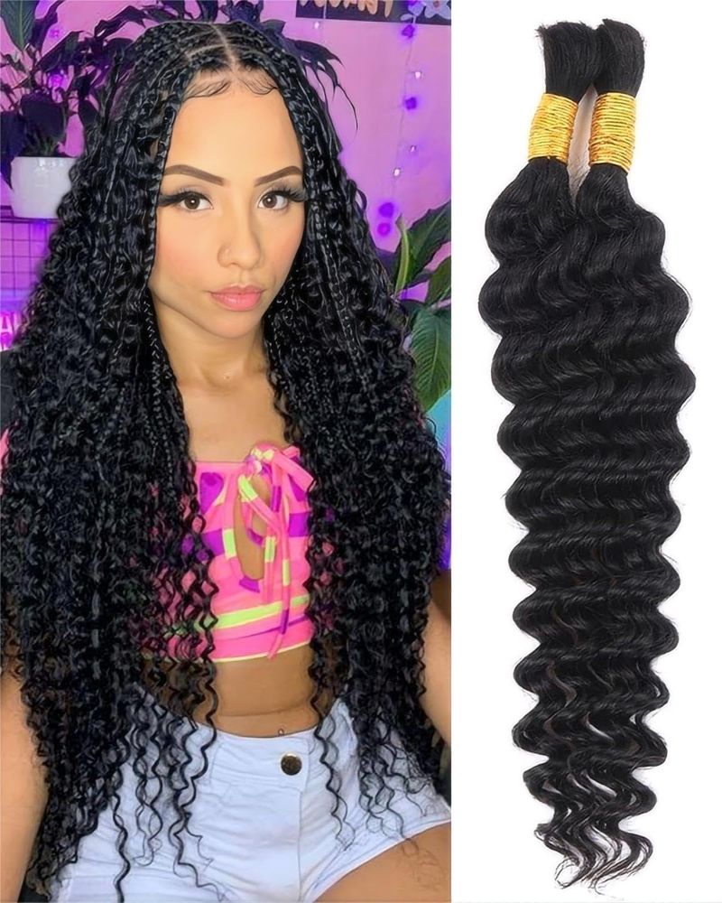 Diep krullend menselijk vlechthaar voor Boho-vlechten 2 bundels 18 inch 100 g, # 4/30 Ombre bruin watergolf bulk menselijk haar voor microvlechten nat_voghion.com
