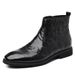 Cross-Border Plus Size British Style Hand-Grab Pattern Brogue Winter Fleece-Lined Retro Ankle Boots Trendy_voghion.com