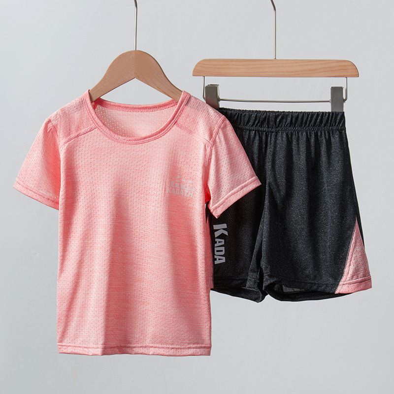 Mother & Kids Children's short-sleeved suit summer thin boys quick-drying mesh suit girls sports casual clothes student training clothes_voghion.com