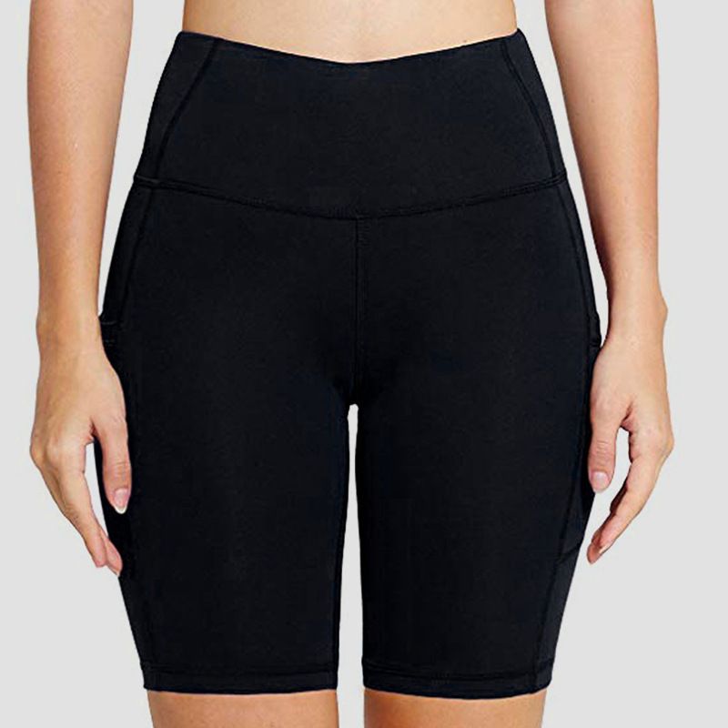 Women’s Clothing Solid Color High Waist Hip Lift Stretch Running Fitness Five Point Yoga Pants Breathable Quick Drying Tight Sports Shorts_voghion.com