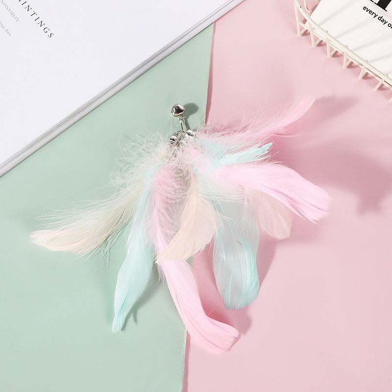 Feather Teaser Wand Replacement Head Colorful Personalized Cat Interactive Toy Creative Sound Pet Supplies_voghion.com