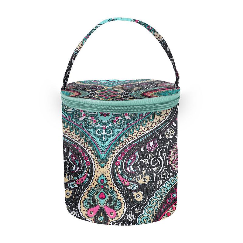 Rucsac de tricotat extra mare, impermeabil, cu organizator de fire, cu imprimeu floral de caju, cu buzunare multiple, pentru croșetat, pentru depozitarea instrumentelor de călătorie_voghion.com