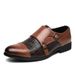 Suitable For All Seasons 38-48 Double Buckle Large Size Crocodile Pattern Men's Trendy Slip-On Casual Monk Leather Shoes_voghion.com