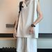 Casual Men's Sleeveless Vest Summer Thin Trendy Top Solid Color Versatile Sports Loose Two-Piece Set_voghion.com