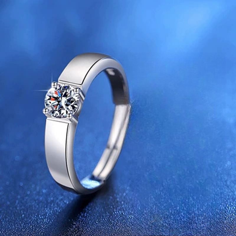 Classic Six-claw Single-row Diamond Ring Couple Ring Men And Women Engagement Wedding Ring Wedding Adjustable_voghion.com