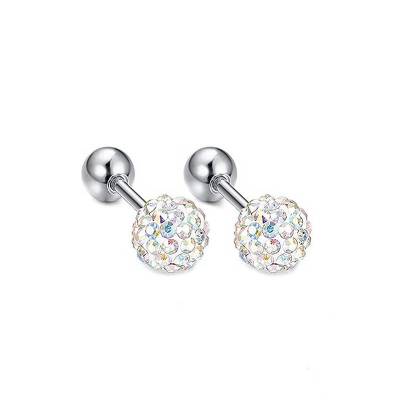Boucles d'oreilles œillets en acier chirurgical pour femme, bijoux de piercing pour sourcils, perles en cristal, 1 paire/2 pièces, 3/4/5 millimètres_voghion.com