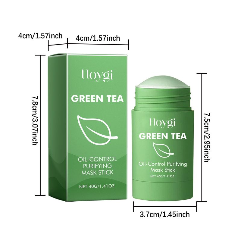 Green Tea Cleansing Mask Stick, Facial Cleansing Closed Mouth Smooth Skin Moisturizing Pore Solid Mask Stick_voghion.com
