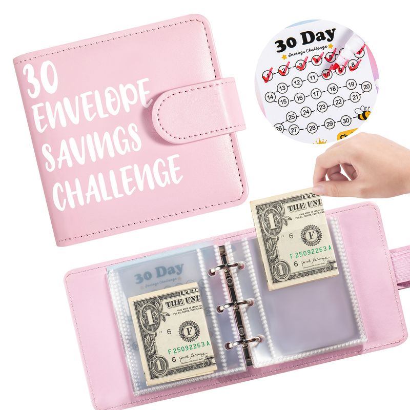 30-Tage-Umschlag-Challenge-Sparordner – A8-Format, PU-Leder, heraustrennbare Seiten, lustiger und motivierender Budgetplaner für Kinder und Erwachsene_voghion.com