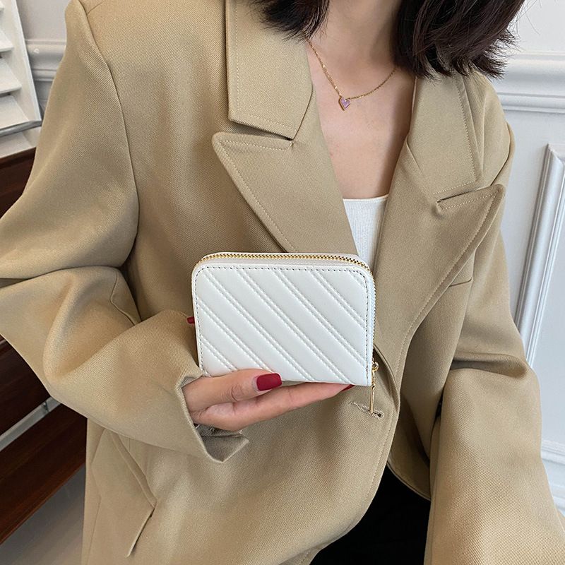 Dámské kabelky, měkká kožená malá peněženka, dámská vyšívací nitě, řemeslná zipová krátká peněženka v japonském stylu, jednoduchá krátká spona, trendy_voghion.com