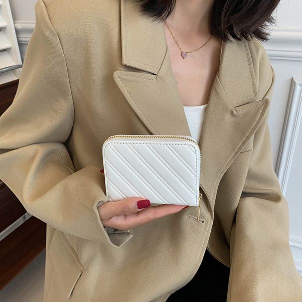 Dámské kabelky, měkká kožená malá peněženka, dámská vyšívací nitě, řemeslná zipová krátká peněženka v japonském stylu, jednoduchá krátká spona, trendy_voghion.com