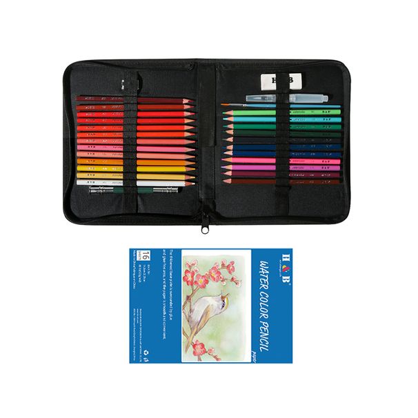 Coffret de 30 crayons de couleur hydrosolubles H&B, 24 couleurs vives, crayons de dessin incassables pour artistes, étudiants et enfants._voghion.com