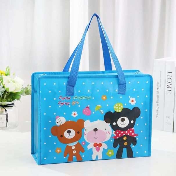 Moderiktig shoppingväska med stor kapacitet Vattentät återanvändbar vikbar non-woven förvaringspåse blommig axelväska_voghion.com