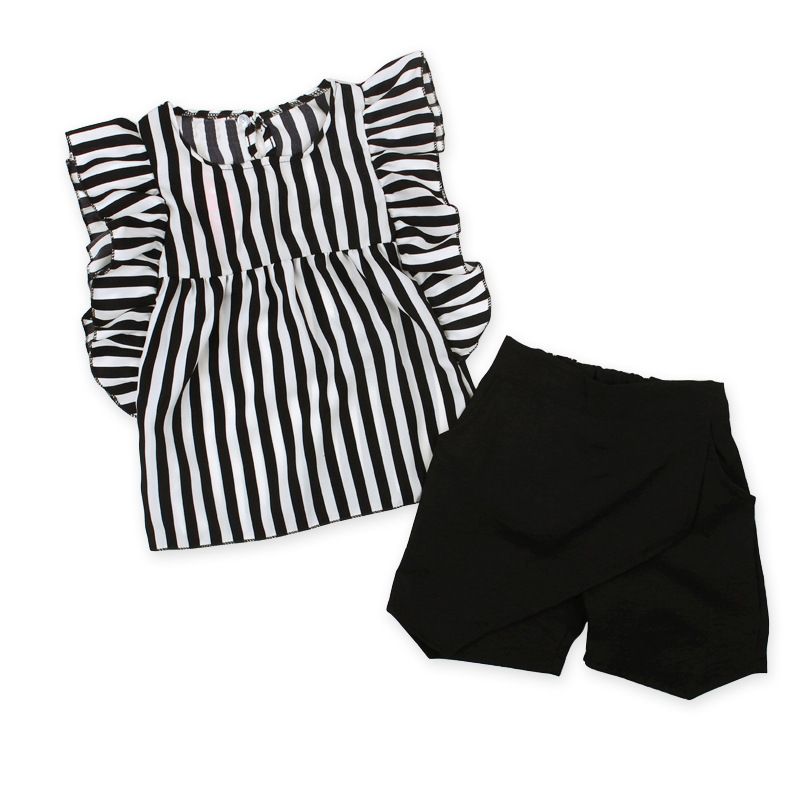 Vêtements bébé costume enfant haut rayé short costume deux pièces enfant_voghion.com