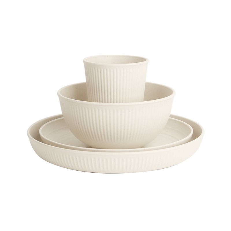 Eco-Friendly Wheat Straw Tableware Set – 4-Piece Modern Minimalist Dining Kit – Microwave Safe For Gifting & Events​_voghion.com