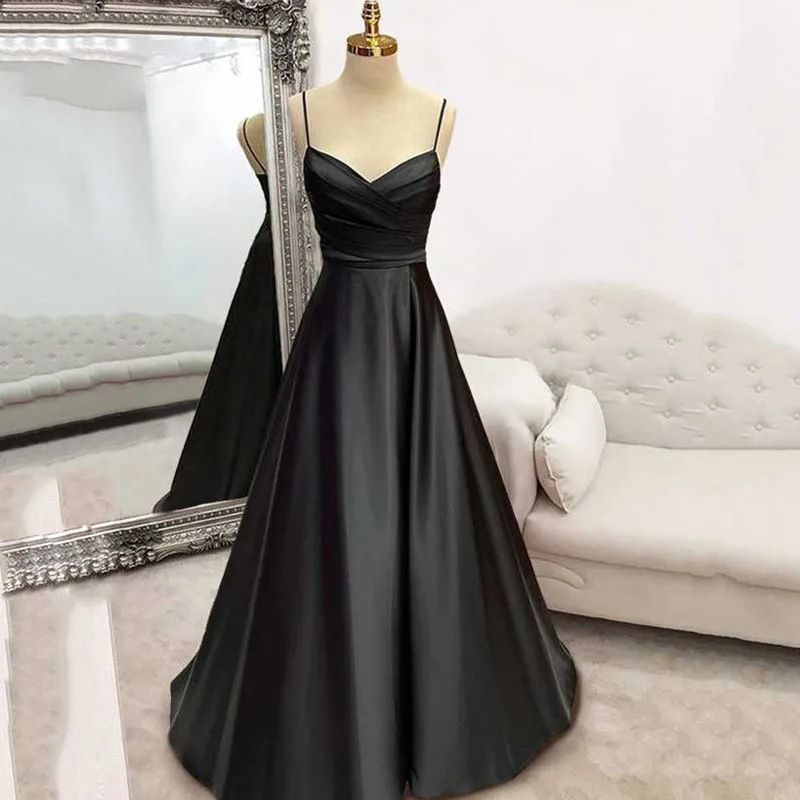 Elegant Deep Green Satin Strapless V-Neck Evening Gown – Slim A-Line Party Dress For Runway & Special Occasions (XS-3XL, Multiple Colors)_voghion.com