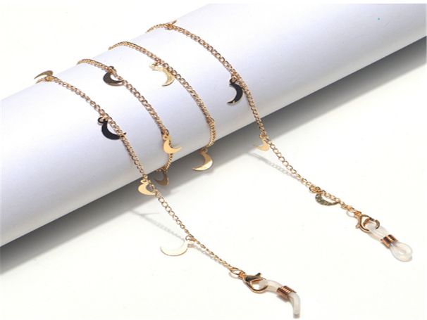 Maschera con cinturino per occhiali a forma di luna in rame con catena di personalità alla moda_voghion.com