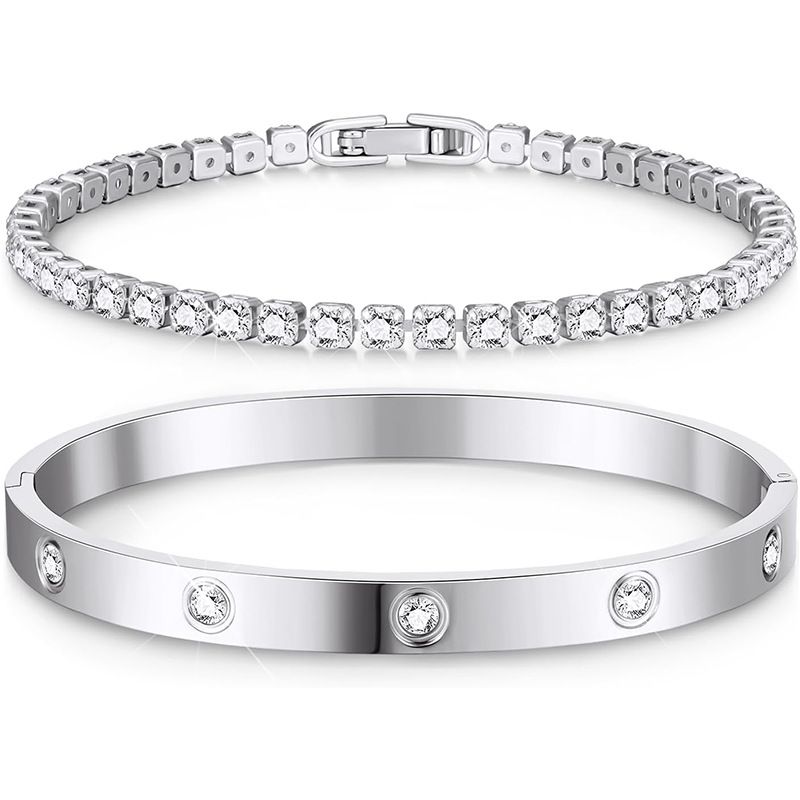 Brățară cu diamante și zirconiu încrustat la modă, set de bijuterii pentru femei, brățară ușoară de lux_voghion.com