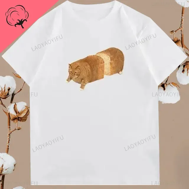 Lustiges Retro-T-Shirt mit großem orangefarbenem Katzen-Print für Männer und Frauen, Street Y2k, personalisiertes, lockeres Rundhals-T-Shirt aus Baumwolle für den Außenbereich_voghion.com
