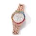 Casual Simple Watch Hip Hop Diamond Rainbow Gradient Calendar Quartz Watch_voghion.com