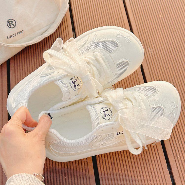 Little White Shoes Women's Skirt Shoes Breathable And Not Stuffy Feet Mesh Mesh Shoes Women's Ballet Style Moral Training Board Shoes_voghion.com