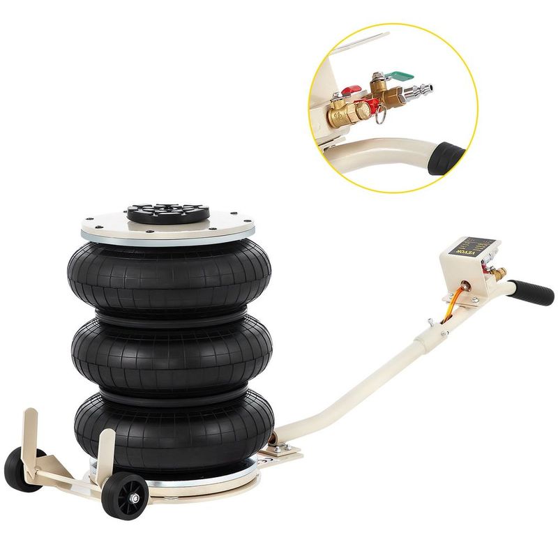 Pneumatic Jack, 5 Ton/11023 Lbs Triple Bag Air Jack, Lifting Height 6.3-15.75 Inch, Inflatable Car Jack With Long Handle, Lifter Pneumatic Air Jack_voghion.com