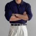 Lässiges Strick-Poloshirt für Herren – Atmungsaktives, locker sitzendes Langarm-T-Shirt für Business und Alltag (mehrere Farben)_voghion.com