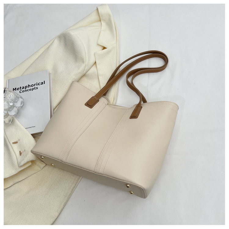 Cream Cheese Shuffley Simple Tote Bag For Women's 2023 Spring/Summer High Quality Girl Style Handheld Shoulder Bag_voghion.com