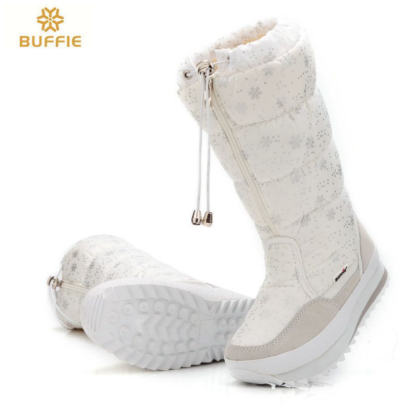 Ski Boots Nine Color Snowflake New High Boots Thickened Wool Flat Bottom One Piece Women's Snow Boots_voghion.com