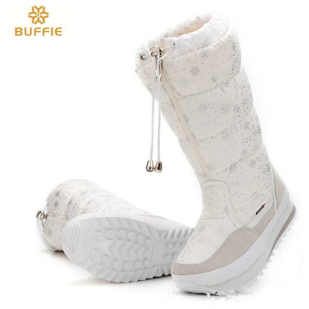Ski Boots Nine Color Snowflake New High Boots Thickened Wool Flat Bottom One Piece Women's Snow Boots_voghion.com