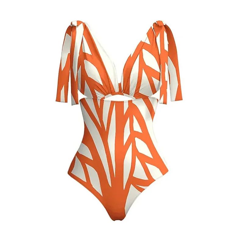 Women's Stylish Beach Vacation One-piece Swimsuit Set_voghion.com