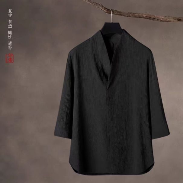 Herrenbekleidung Neuer dünner lässiger Sportanzug für Herren im Sommer, High-End-V-Ausschnitt, schmale Passform, Dreiviertelärmel, zweiteiliger Anzug_voghion.com