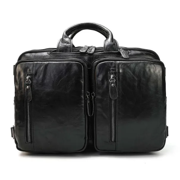 Genuine Leather Men's Handb Large Capacity Multifunctional Backpack Top Layer Cowhide Single Shoulder Outdoor Office_voghion.com