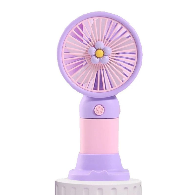 Trendy Flower Mini Summer Fresh Portable Handheld Fan With Base Charging_voghion.com