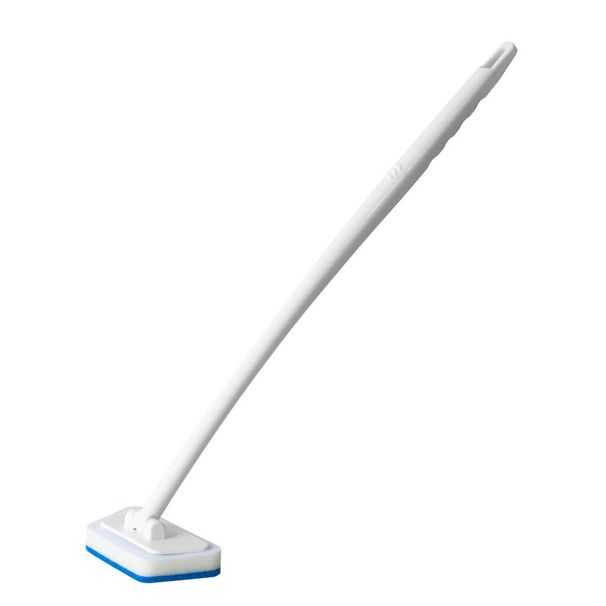 Spazzola per la pulizia multisuperficie – Spugna a manico lungo per bagno, piastrelle e vasche da bagno (PP + spugna, impugnatura antiscivolo, bianco)_voghion.com