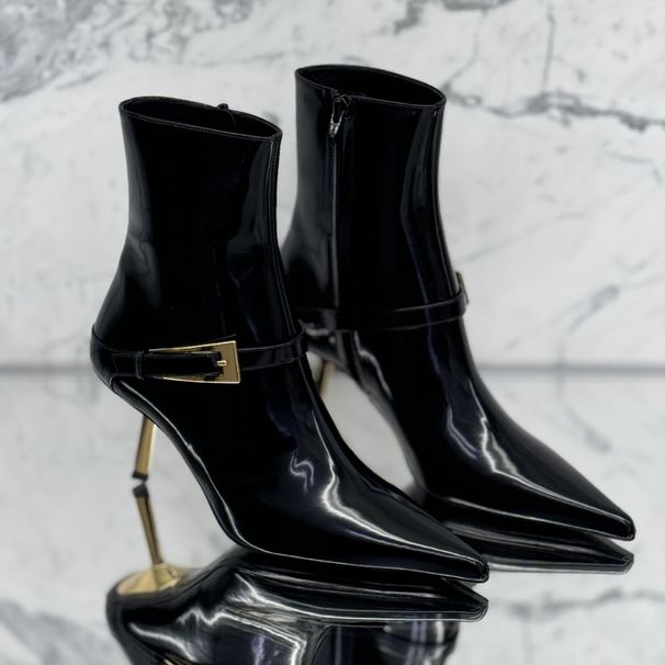 Hohe qualität spitz hochhackigen stiefel für frauen 2024 neue herbst und winter, gürtel schnalle, patent leder kurze stiefel,_voghion.com