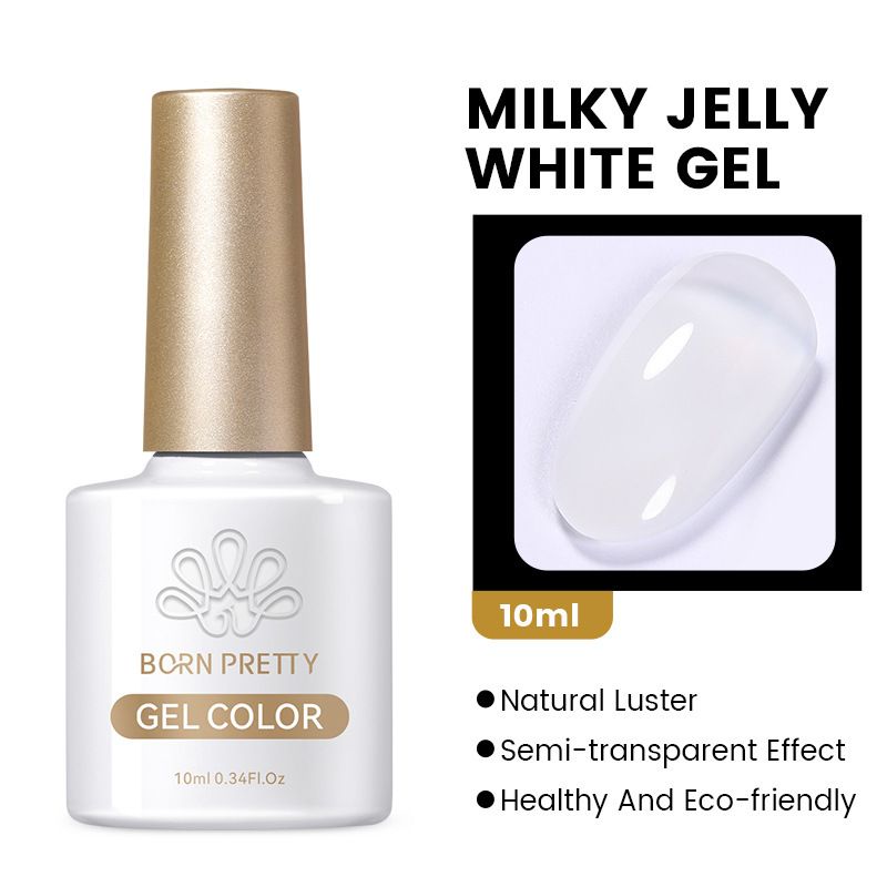 Gel translucide blanc laiteux Born Pretty - Blanc yaourt et blanc riz | Vernis à ongles protéiné UV pour une manucure naturelle_voghion.com