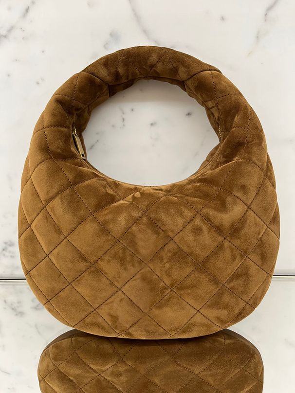 Fashionable Checkered Stitch Shoulder Bag For Women - Soft Suede Tote With Zipper Closure, Versatile Everyday Handbag For Casual And Office Use_voghion.com