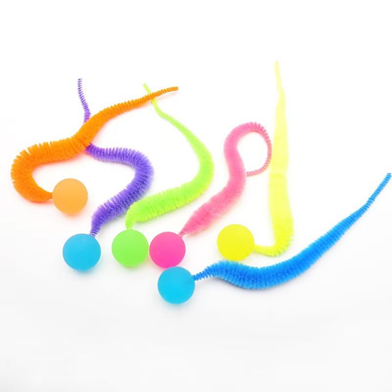 New Pet Elastic Caterpillar Jumping Ball Teaser Wand Cat Self-Entertainment Toy_voghion.com