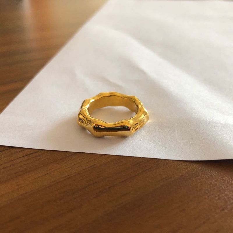 Bague en laiton plaqué or 14 carats et argent, style métal tendance, deux couleurs, avec nœud en bambou, bijoux Qingdao BV_voghion.com