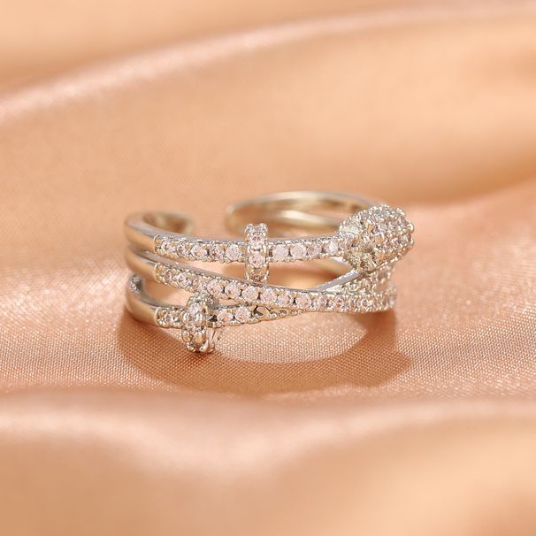 Buona fortuna Anelli aperti regolabili per dito Argento Anello per pollice in cristallo Anello congiunto Anello per coda per ragazze Donne Gioielli semplici, adatto per la decorazione quotidiana_voghion.com