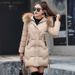 Abbigliamento donna Inverno nuova moda media lunghezza slim caldo giacche imbottite in cotone, giacche imbottite in cotone con ampio collo in pelliccia all'ingrosso_voghion.com