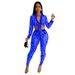 Women's Clothing fashion women's solid color mesh hot diamond long-sleeved trousers two-piece set_voghion.com