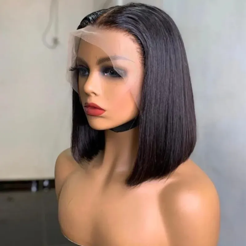 180% Straight Short Bob 13x4 Lace Frontal 100% Human Hair Wigs Transparent Lace Front Wig 4x4 Closure Wig Deep Wave For Women_voghion.com