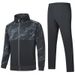 Spring And Autumn Stand Collar Cardigan Men's Running Sportswear Color Block Sweatshirt Jogger Pants Two-Piece Set_voghion.com