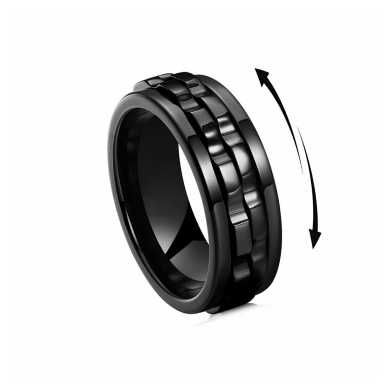 Mode sieraden Stressverlichting Anti-angst Titanium Stalen Roterende Ring_voghion.com