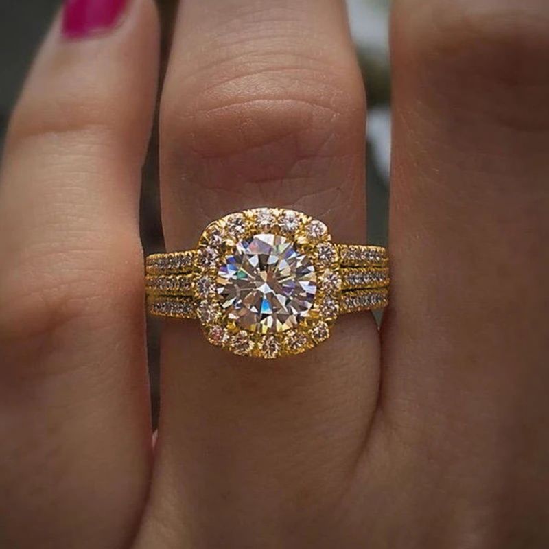 Luxury Fashion Ladies Ring Full Diamond Zircon Jewelry Engagement Proposal Wedding Ring Valentine's Day Birthday Gift Anniversary Gift_voghion.com